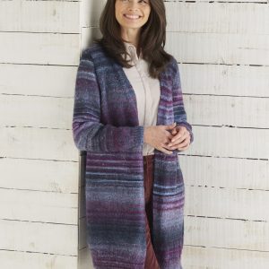 LONG LINE JACKET IN SIRDAR JEWELSPUN ARAN-Printed pattern in the post