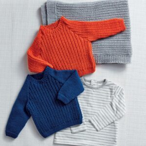 CHILDREN'S SWEATERS & BLANKET OR AFGHAN IN SNUGGLY DK-Printed pattern in the post