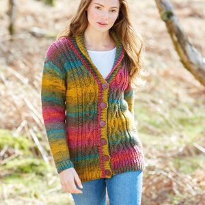 LADIES SHAWL COLLAR CARDIGAN IN HAYFIELD SPIRIT CHUNKY-Printed pattern in the post
