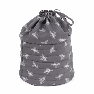 Craft Bag: Drawstring Bag: Grey Bees