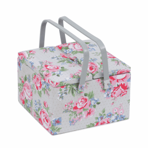Sewing Box (L): Twin Lid: Square: Rose