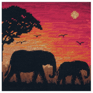 Counted Cross Stitch Kit: Maia Collection: Elephant Silhouette