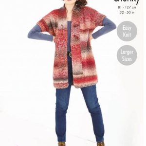 Jacket & Waistcoat Knitted in Explorer Super Chunky-Printed pattern in the post