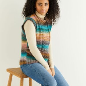 TEXTURED PANEL VEST IN SIRDAR JEWELSPUN-Printed pattern in the post